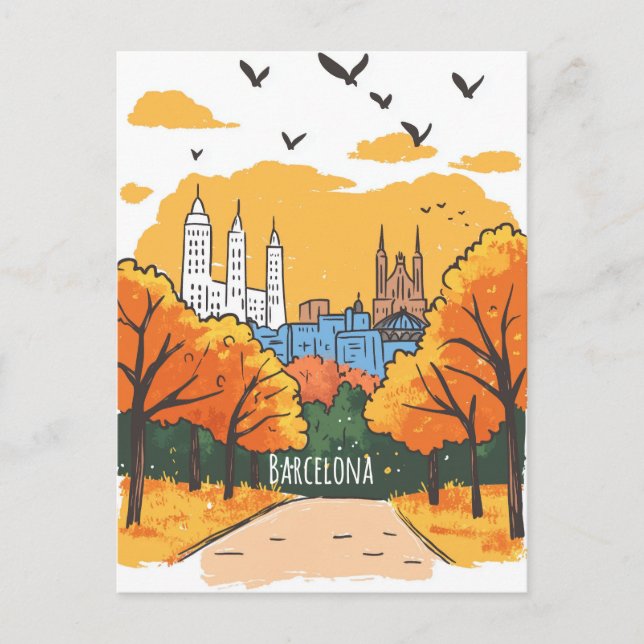 Carte Postale Voyage à Barcelone en Automne (Devant)