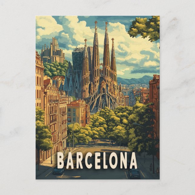 Carte Postale Voyage à Barcelone, Espagne (Devant)
