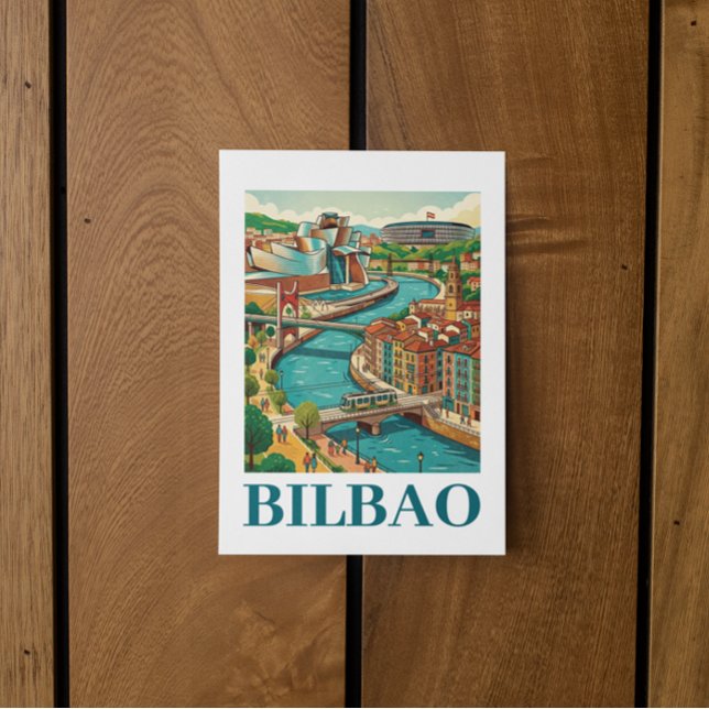 Carte Postale Voyage à Bilbao Espagne - Architecture Colorée (Bilbao Spain Travel - Colorful Architecture Postcard)