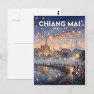 Carte Postale Voyage à Chiang Mai Thaïlande Vintage