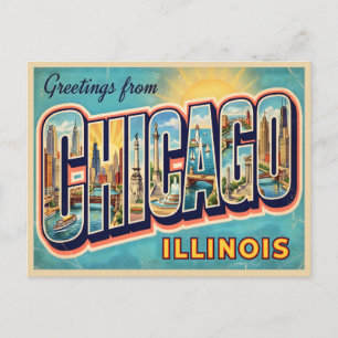 Carte Postale Voyage à Chicago Illinois Vintage