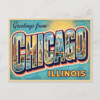 Carte Postale Voyage à Chicago Illinois Vintage