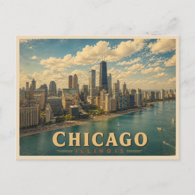Carte Postale Voyage à Chicago Illinois Vintage (Devant)
