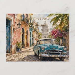 Carte Postale Voyage à Cuba Vintage - Salutations de La Havane