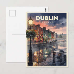 Carte Postale Voyage à Dublin Irlande Vintage