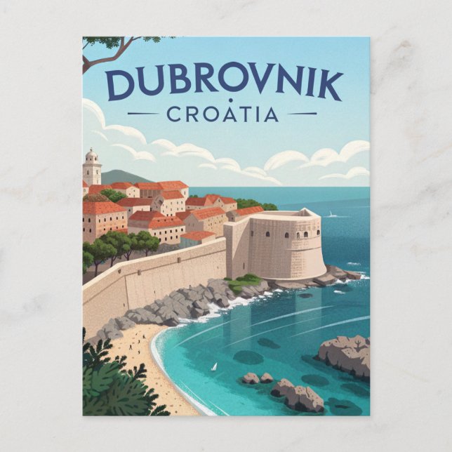 Carte Postale Voyage à Dubrovnik Vintage (Devant)