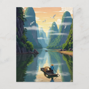 Carte Postale Voyage à Guilin en Chine, rivière Li