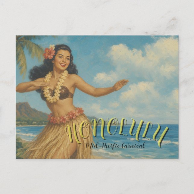 Carte Postale Voyage à Hawaï de style vintage (Devant)