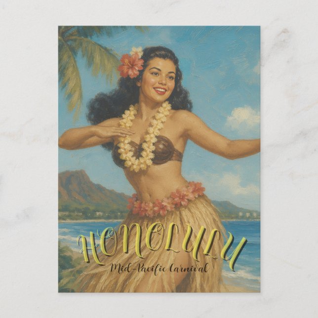 Carte Postale Voyage à Hawaï de style vintage (Devant)
