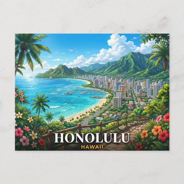Carte Postale Voyage à Honolulu Hawaï (Devant)