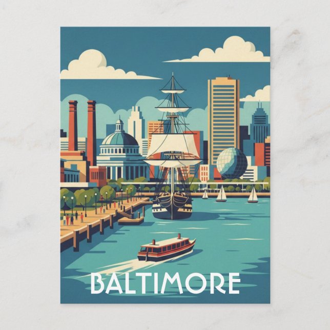 Carte Postale Voyage à Inner Harbor Baltimore Maryland (Devant)