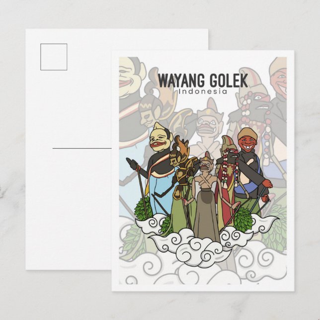 Carte Postale Voyage à Java occidental Indonésie Wayang Golek (Devant / Derrière)