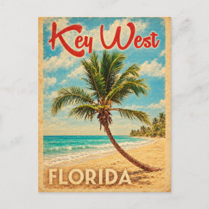Carte Postale Voyage à Key West Floride Palmier Plage Vintage