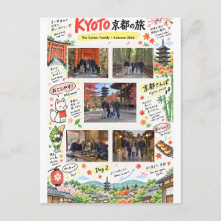 Carte Postale Voyage à Kyoto au Japon 5 Photo Collage Zine de vo