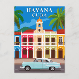 Carte Postale Voyage à La Havane Cuba Voiture Vintage et Archite
