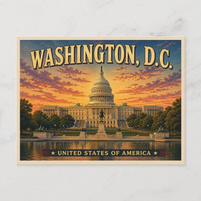 Carte Postale Voyage à l'ancienne à Washington DC (Devant)