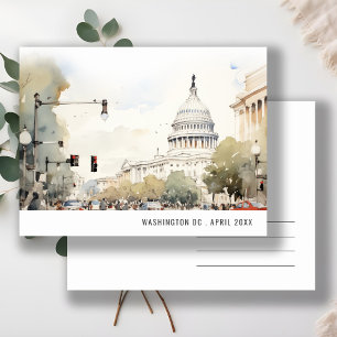 Carte Postale Voyage à l'aquarelle minimal Kansas City Missouri