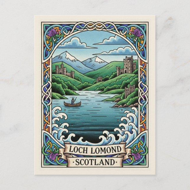 Carte Postale Voyage à Loch Lomond en Écosse (Devant)