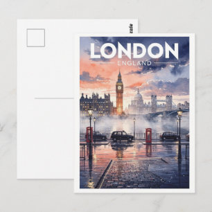 Carte Postale Voyage à Londres Angleterre Vintage