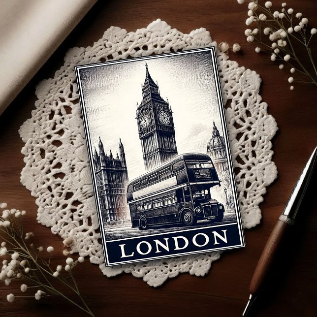 Carte Postale Voyage à Londres Angleterre Vintage  (Créateur téléchargé)