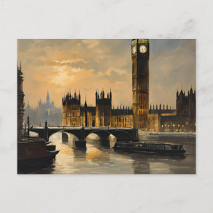 Carte Postale Voyage à Londres de style vintage Big Ben Parlemen