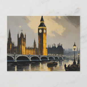 Carte Postale Voyage à Londres de style vintage Big Ben Parlemen