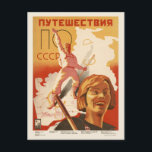 Carte Postale Voyage à l'URSS Poster vintage 1935<br><div class="desc">Affiche de voyage vintage de l'URSS. Publié en 1935. Veuillez noter que nos affiches sont des reproductions de haute qualité basées sur des scans professionnels, très haute résolution des originaux. Notre processus de retouche manuelle n'implique pas l'utilisation de filtres qui enlèvent les détails ou la texture d'origine que vous verrez...</div>