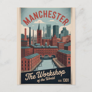Carte Postale Voyage à Manchester, Angleterre, dans un style rét
