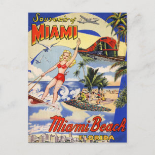 Carte Postale Voyage à Miami Beach Floride Vintage