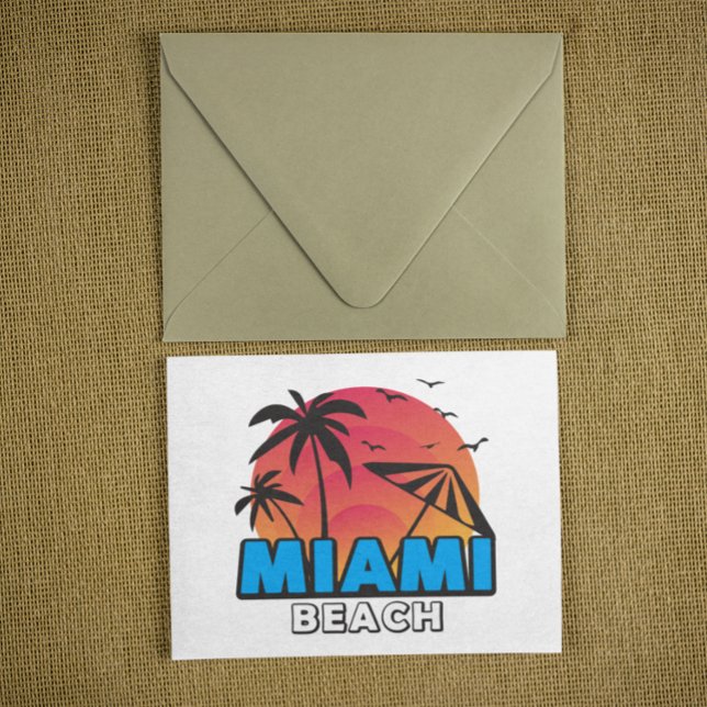 Carte Postale Voyage à Miami Beach Rétro Élégant  (Stylish Vintage Miami Beach Travel Postcard)