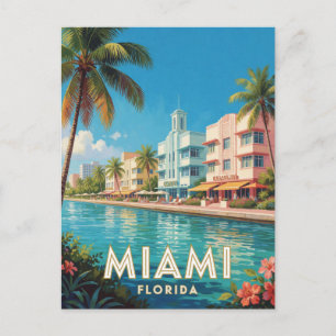 Carte Postale Voyage à Miami Floride Art Déco