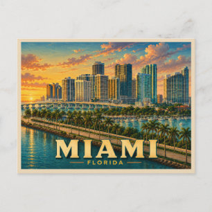 Carte Postale Voyage à Miami Floride Vintage