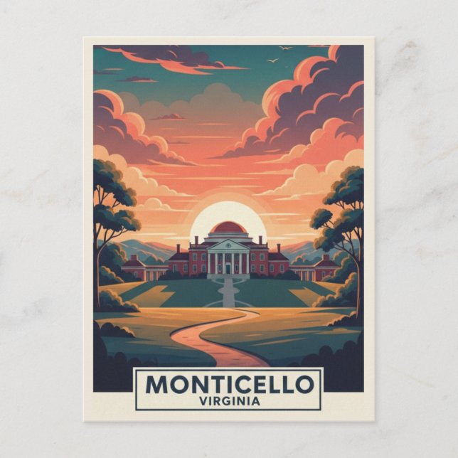 Carte Postale Voyage à Monticello Virginie (Devant)