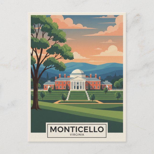 Carte Postale Voyage à Monticello Virginie (Devant)