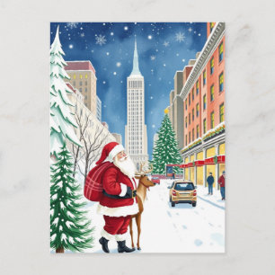 Carte Postale Voyage à New York Hiver à Manhattan Père Noël