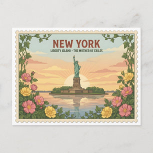 Carte Postale Voyage à New York Statue de la Liberté Island Vint
