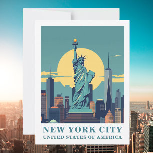 Carte Postale Voyage à New York Statue de la Liberté Vintage