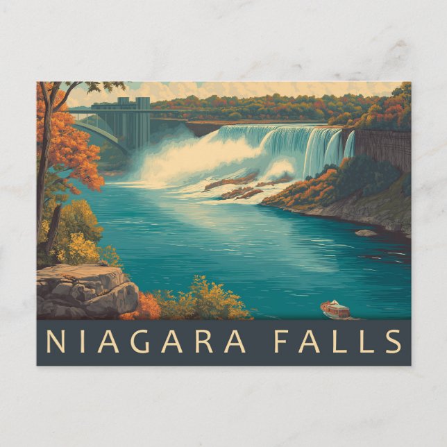 Carte Postale Voyage à Niagara Falls à l'ancienne (Devant)