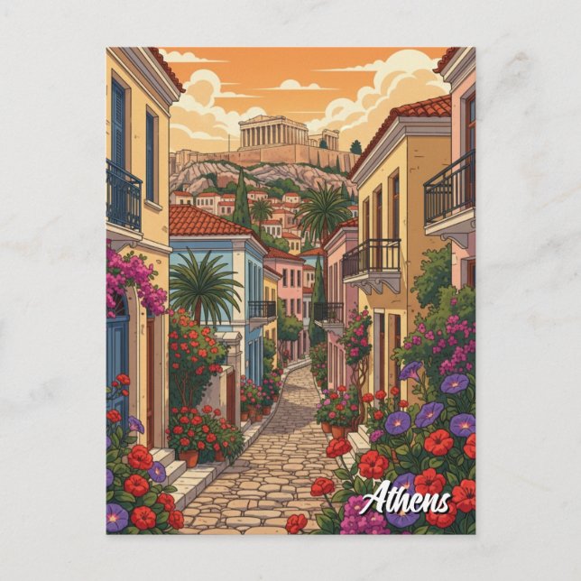 Carte Postale Voyage à Plaka Athènes Grèce (Devant)