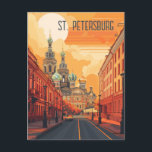 Carte Postale Voyage à Saint-Pétersbourg<br><div class="desc">Cette carte postale de voyage présente une illustration sereine et chaleureuse représentant l'horizon de Saint-Pétersbourg. Il s'agit d'une grande carte postale romantique pour les voyageurs qui prévoient visiter Saint-Pétersbourg ou pour ceux qui ont voyagé Saint-Pétersbourg et qui envoient une carte postale à leur famille ou à leurs amis.</div>