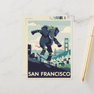Carte Postale Voyage à San Francisco dans le style WPA