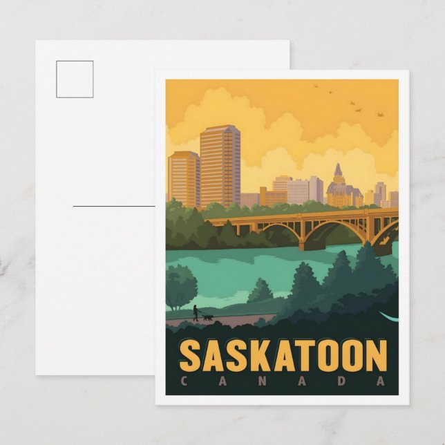 Carte Postale Voyage à Saskatoon Canada Vintage  (Devant / Derrière)