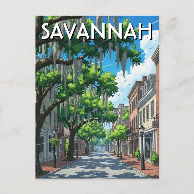 Carte Postale Voyage à Savannah Georgie (Devant)