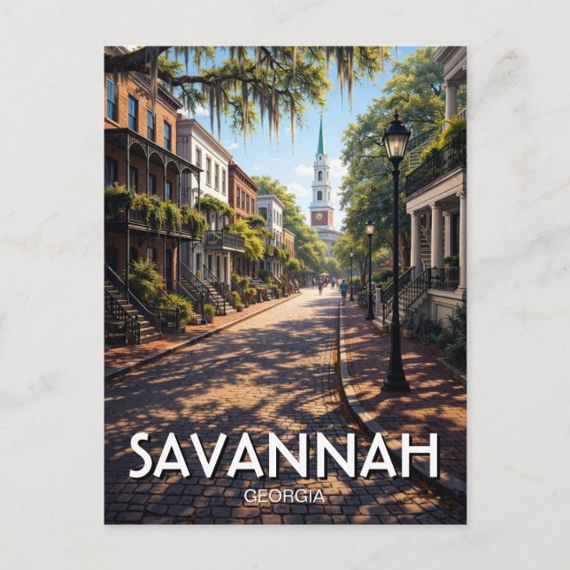 Carte Postale Voyage à Savannah Géorgie (Devant)