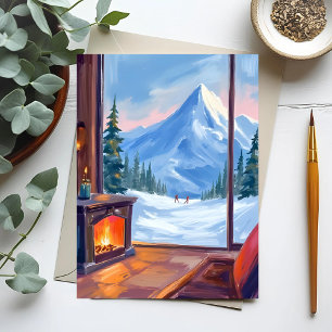 Carte Postale Voyage à ski   Aquarelle d'hiver de la maison de m