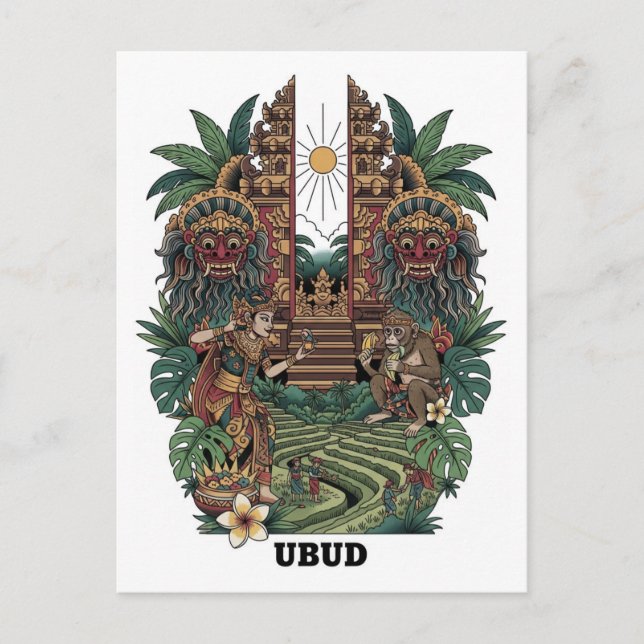 Carte Postale Voyage à Ubud Bali Indonésie (Devant)