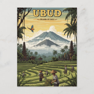 Carte Postale Voyage à Ubud Bali Indonésie vintage
