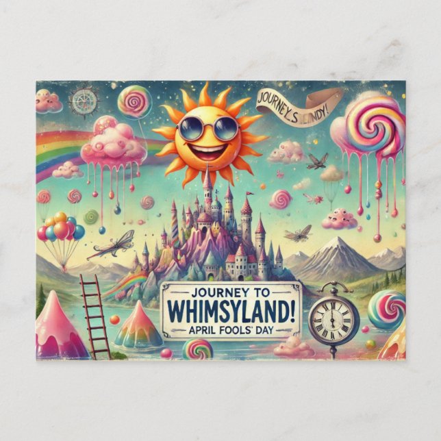 Carte Postale "Voyage à Whimsyland !" April Fools' Day, (Devant)