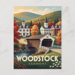 Carte Postale Voyage à Woodstock Vermont Pont Couvert