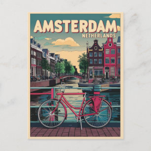 Carte Postale Voyage Amsterdam hollande vélos cadeaux vintage